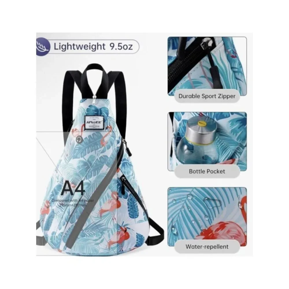 Flamingo Sling Backpack Convertible Crossbody Daypack Travel Beach Unisex Water